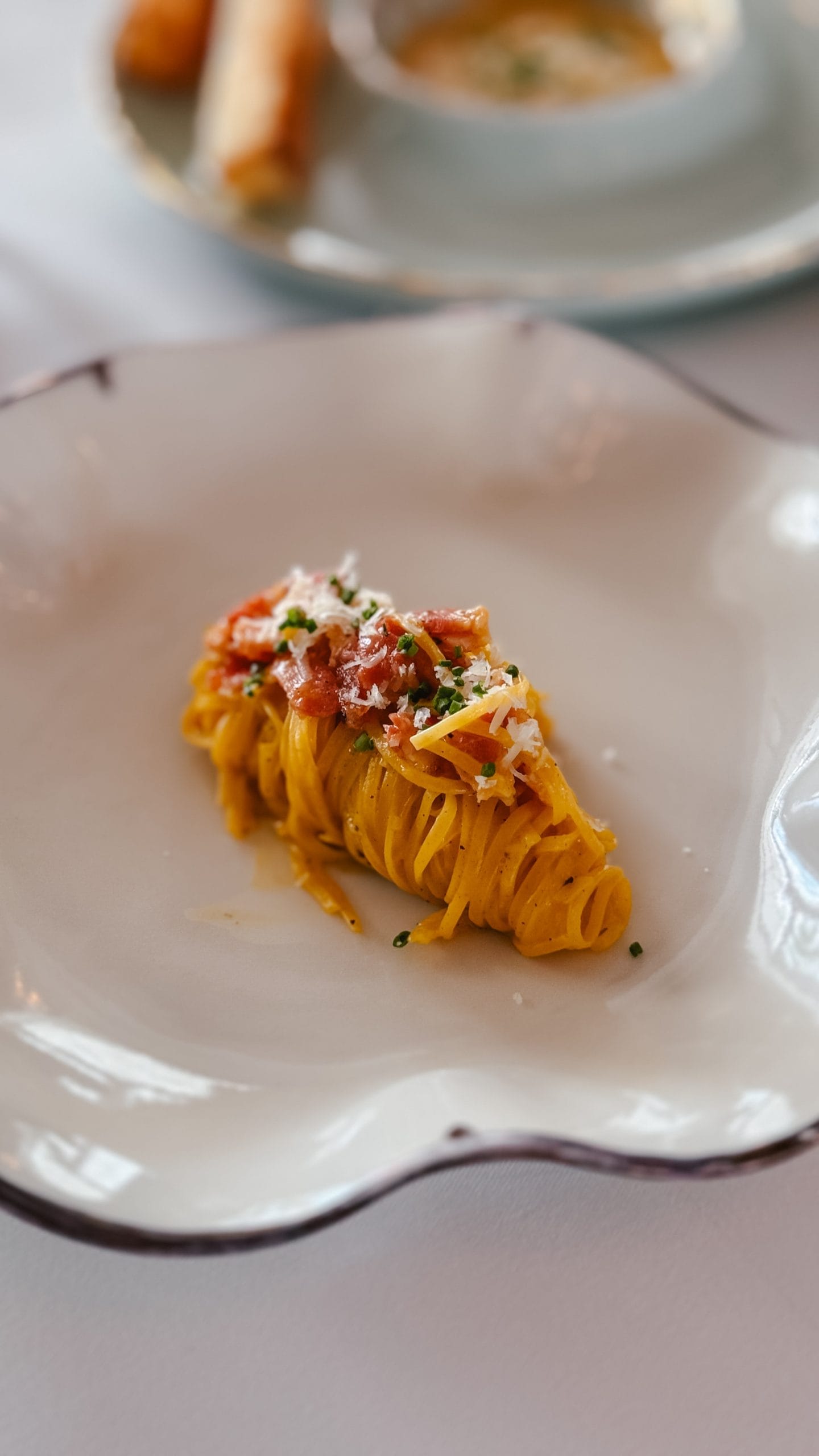 A gourmet tomato based pasta dish served at a party catering event in Bali