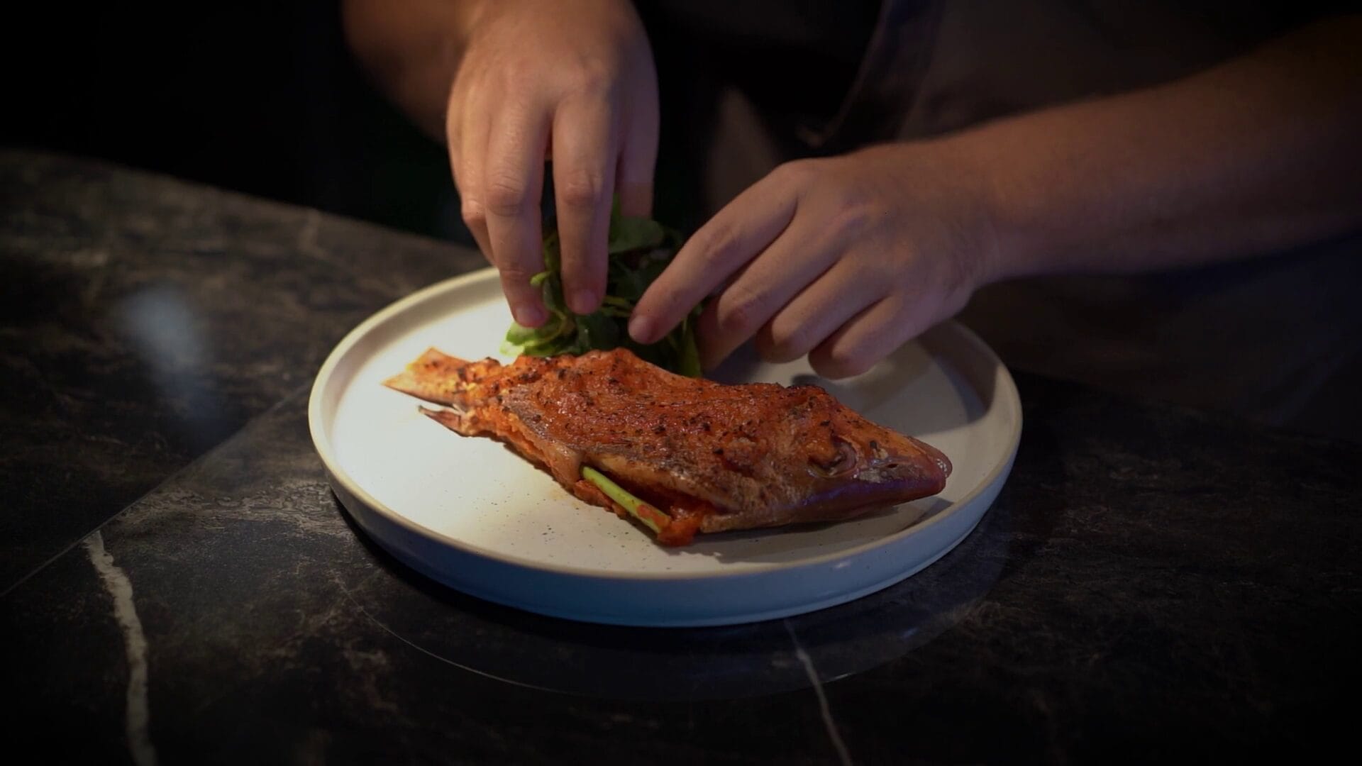 A fish prepared by a catering chef in Canggu